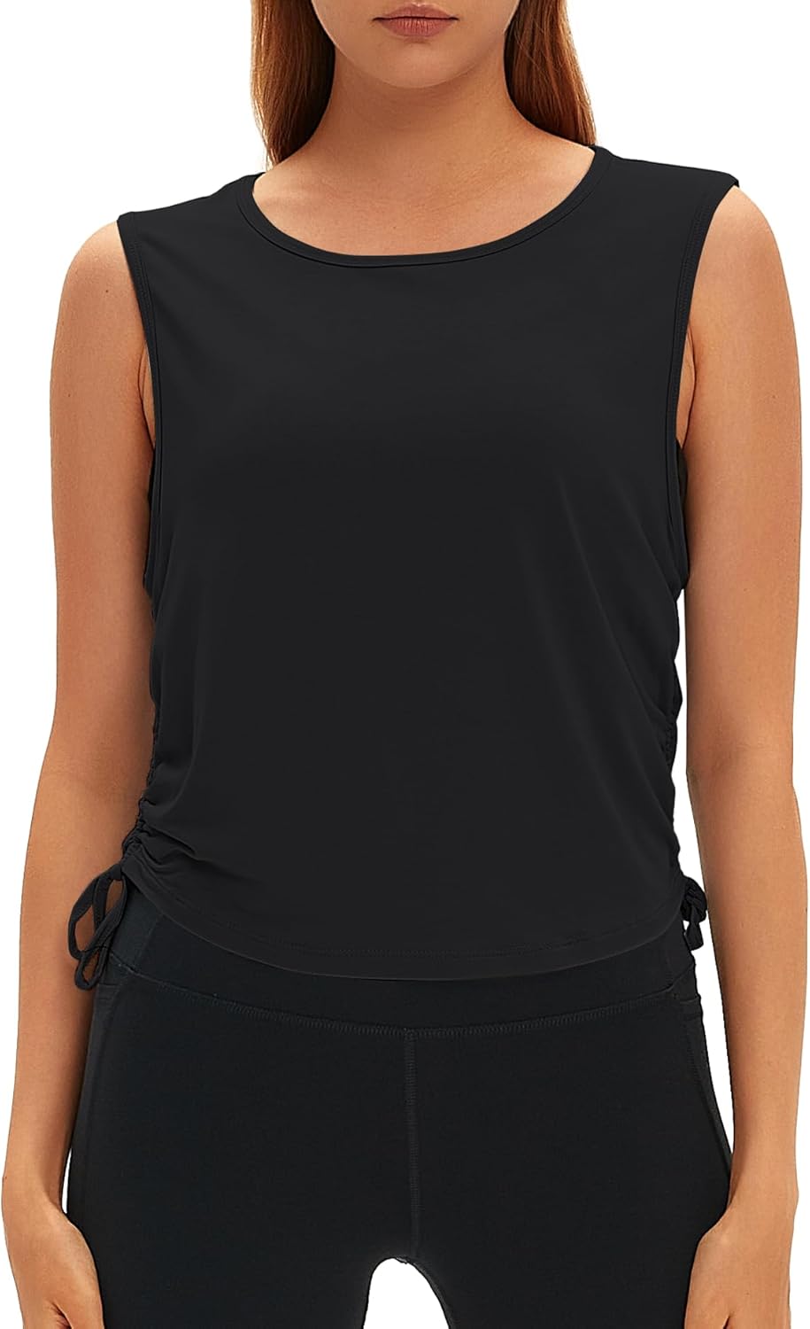 Skiennix Women’s Open Back Sleeveless Workout Top - Casual Athletic Tank with Ruched Sides | Lightweight & Comfortable