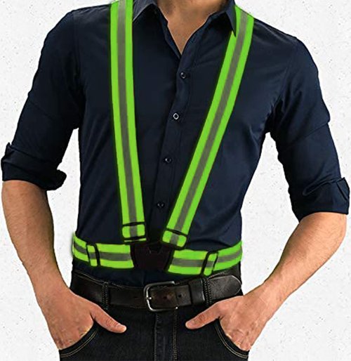 UNYNY 2 Pack Large Size Adjustable Running Reflective Vests, High Visibility Safety Reflective Gears and 2 Pack Reflective Gear Wristbands for Night Running, Biking,Hiking,Jogging and Dog Walking