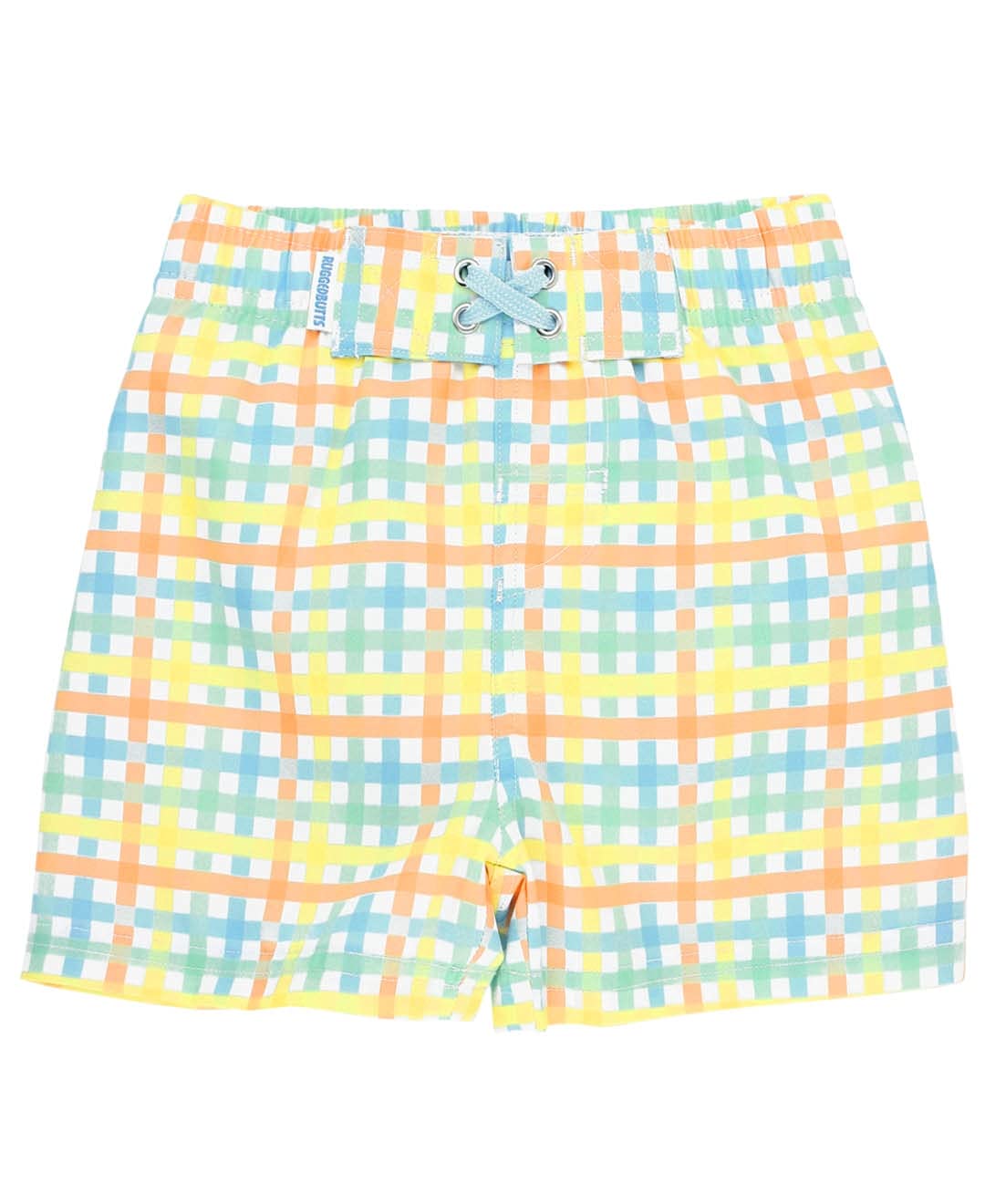 RUGGEDBUTTS Boys UPF50+ Sun Protection Gingham Swim Trunks - Summertime, 10