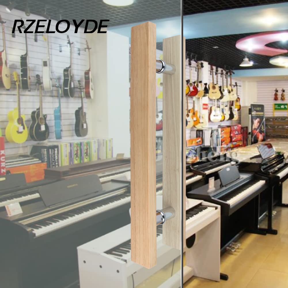 Rzeloyde Oak Wood Handle Glass Door Handle Set Customize Logo Free Long Door Handle Glass Door pulls,Front Door Handle,Closet Handle,Wood Handle (Length 16inches*Width 2inches, Wood Handle)…