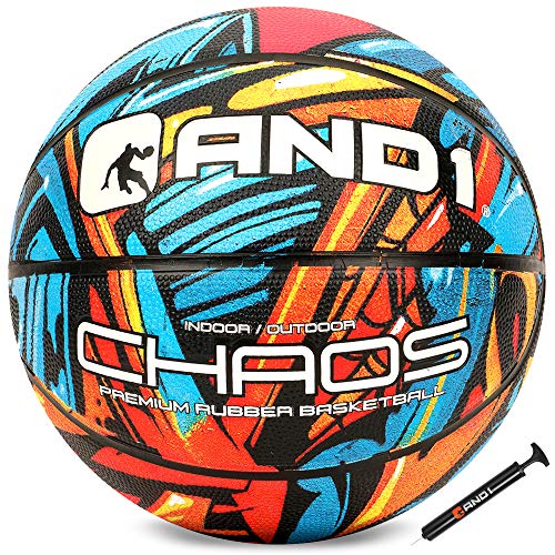 Official Size 7 Basketball - AND1 Chaos Rubber Ball for Indoor & Outdoor Play