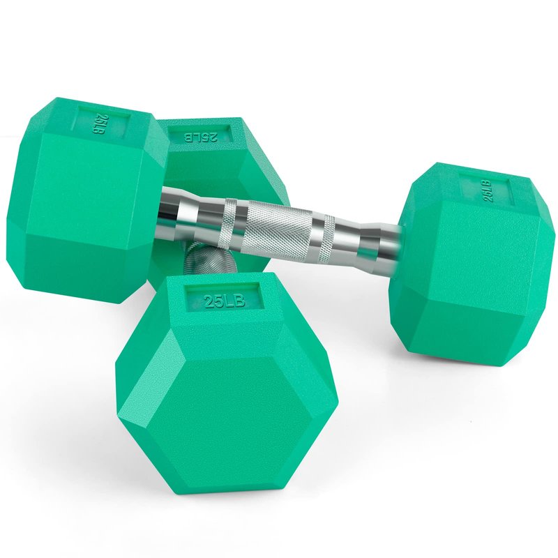 Portzon 8 Colors Options Compatible with Set of 2 Rubber Dumbbell Weight, Anti-Slip, Anti-roll, Hex Shape