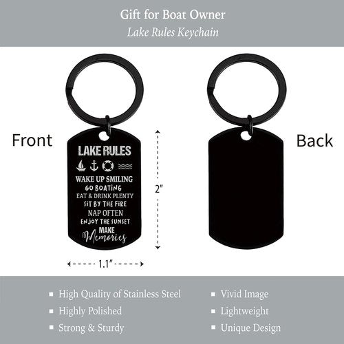 MALLAbyLAMMA Life is Better at the Lake Pocket Compass Black Engraved, Lake Rules Keychain, Fun Lake Themed Gift for Lake Lover Birthday Holiday Christmas
