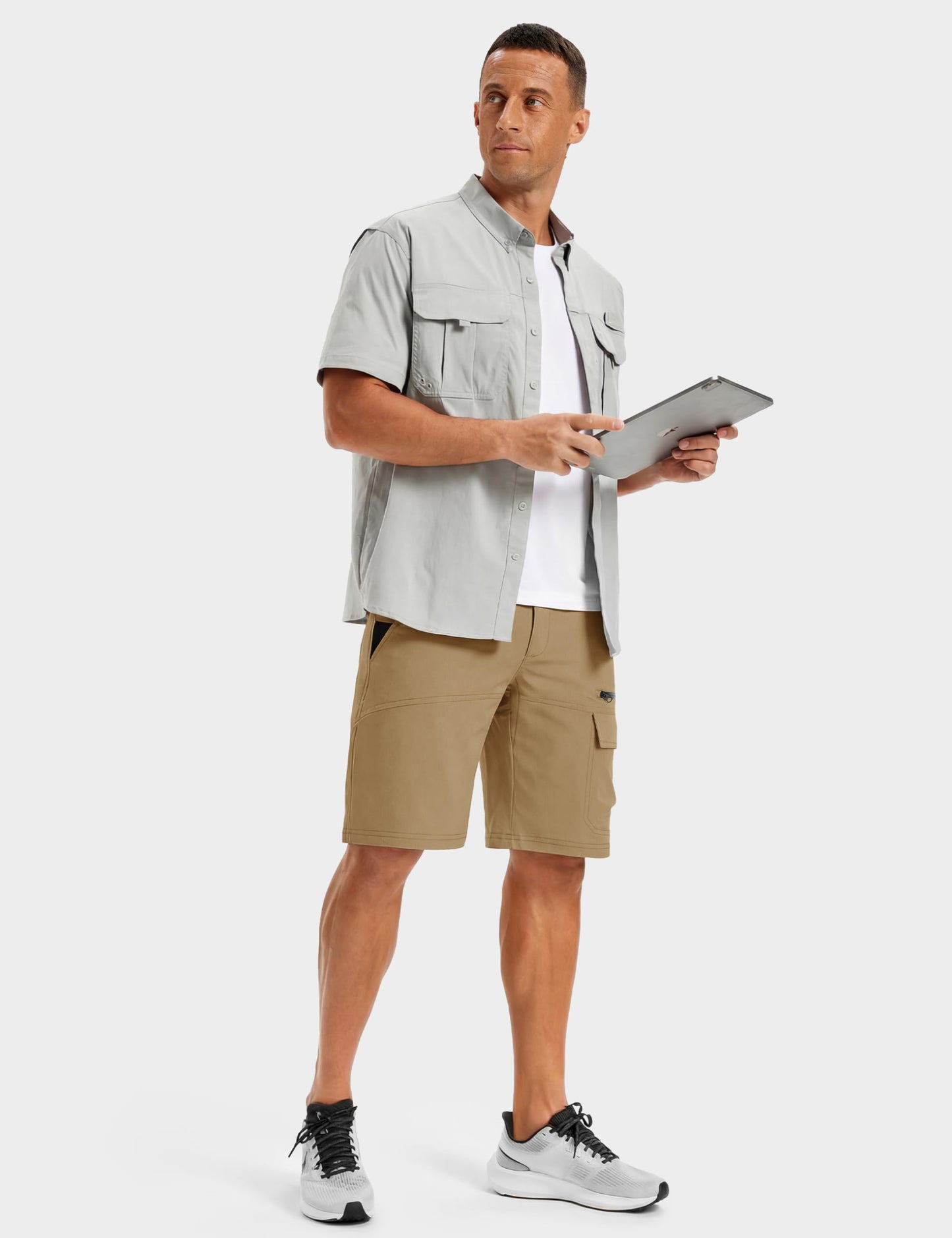 TACVASEN Mens Hiking Cargo Shorts 10" Waterproof Breathable Travel Work