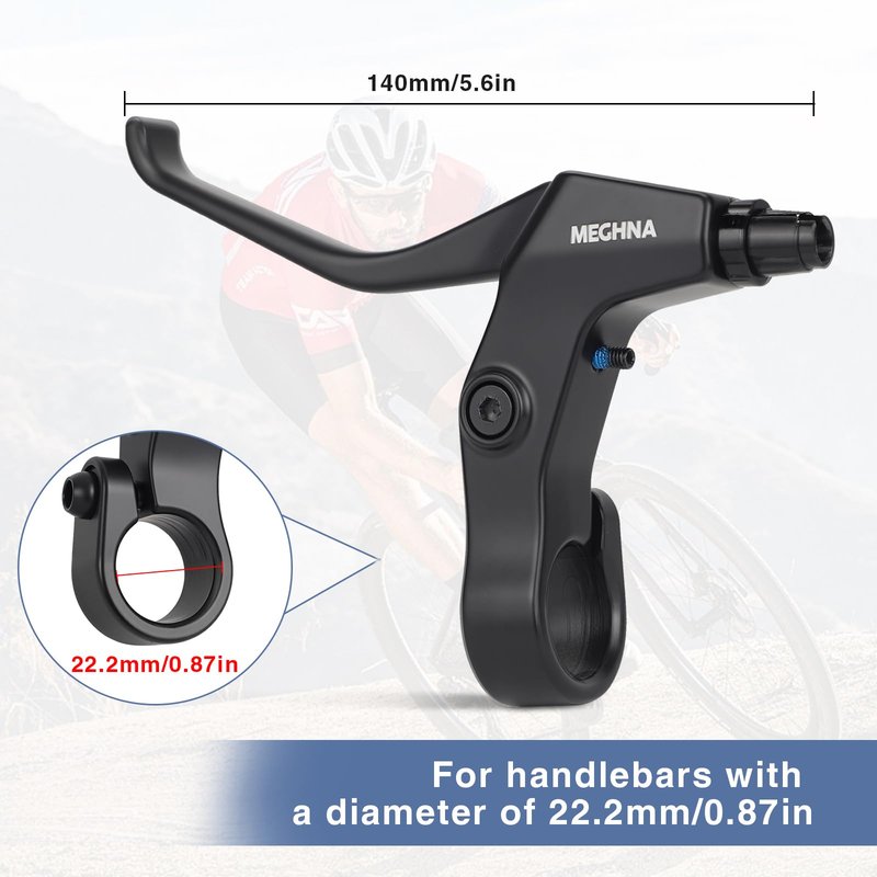 MEGHNA Bike Caliper Brake Set Aluminum Alloy Front and Rear Bike Brake Lever C Brake Set with Cables and Brake Pads Rim Brake for BMX Hybrid Bike Cruiser Bike Mountain Bike (Front and Rear Set)