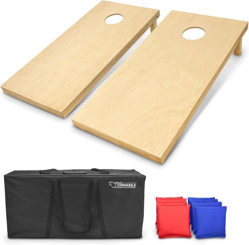 GoSports Solid Wood Cornhole Set - Premium Game Boards with 8 Toss Bags | Choose 4x2 ft or 3x2 ft
