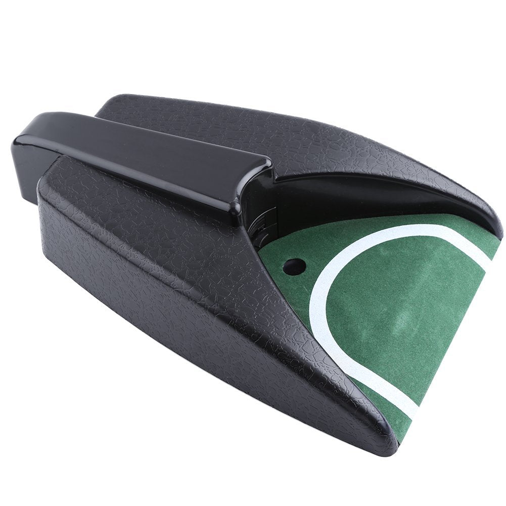 Golf Accessories Putting Plate with Return Spring,Golf Practice Mat with Automatic Ball Return,Indoor/Outdoor Use,Compact,Plastic,1 Hole