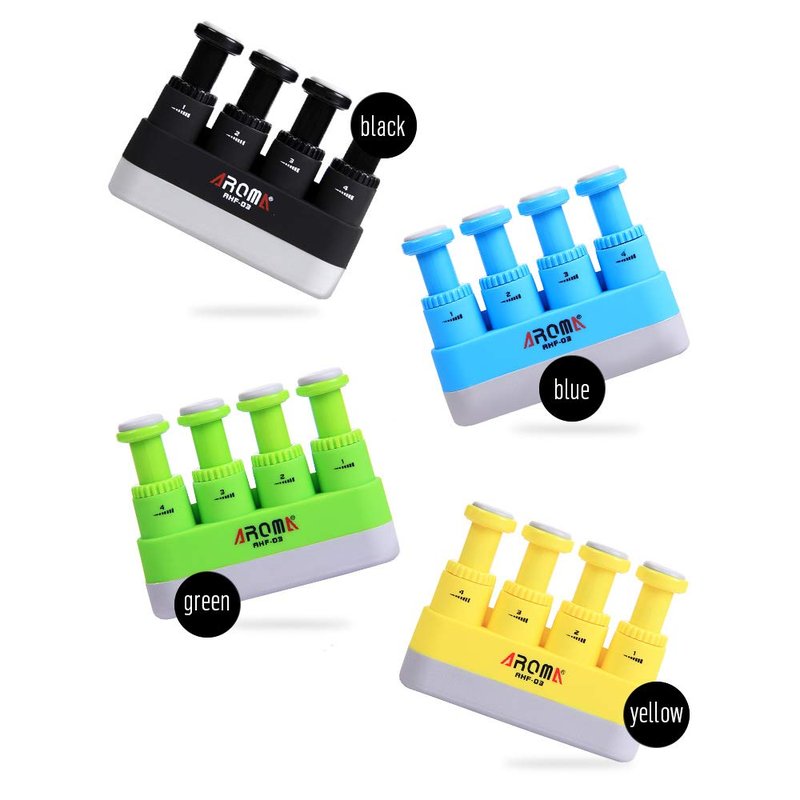 Hand Exerciser, Finger Exerciser (Hand Grip Strengthener)，2019 New Spring-Loaded, Finger-Piston System Improve Dexterity & Strength in Fingers, Hands, Forearms(Yellow)