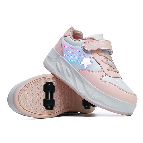 YUNICUS Roller Shoes Girls Boys Wheel Kids Roller Skates Shoes Four Wheel for Kids for Children (S900Pink,36)