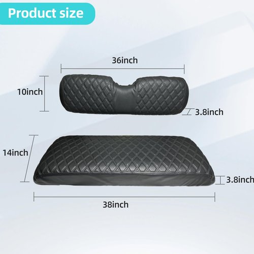 DoonMi Golf cart Diamond Pattern seat Cover, Suitable for EZGO, Yamaha, Club Car, and Icon Golf carts, Thin Vinyl Leather Black ﻿