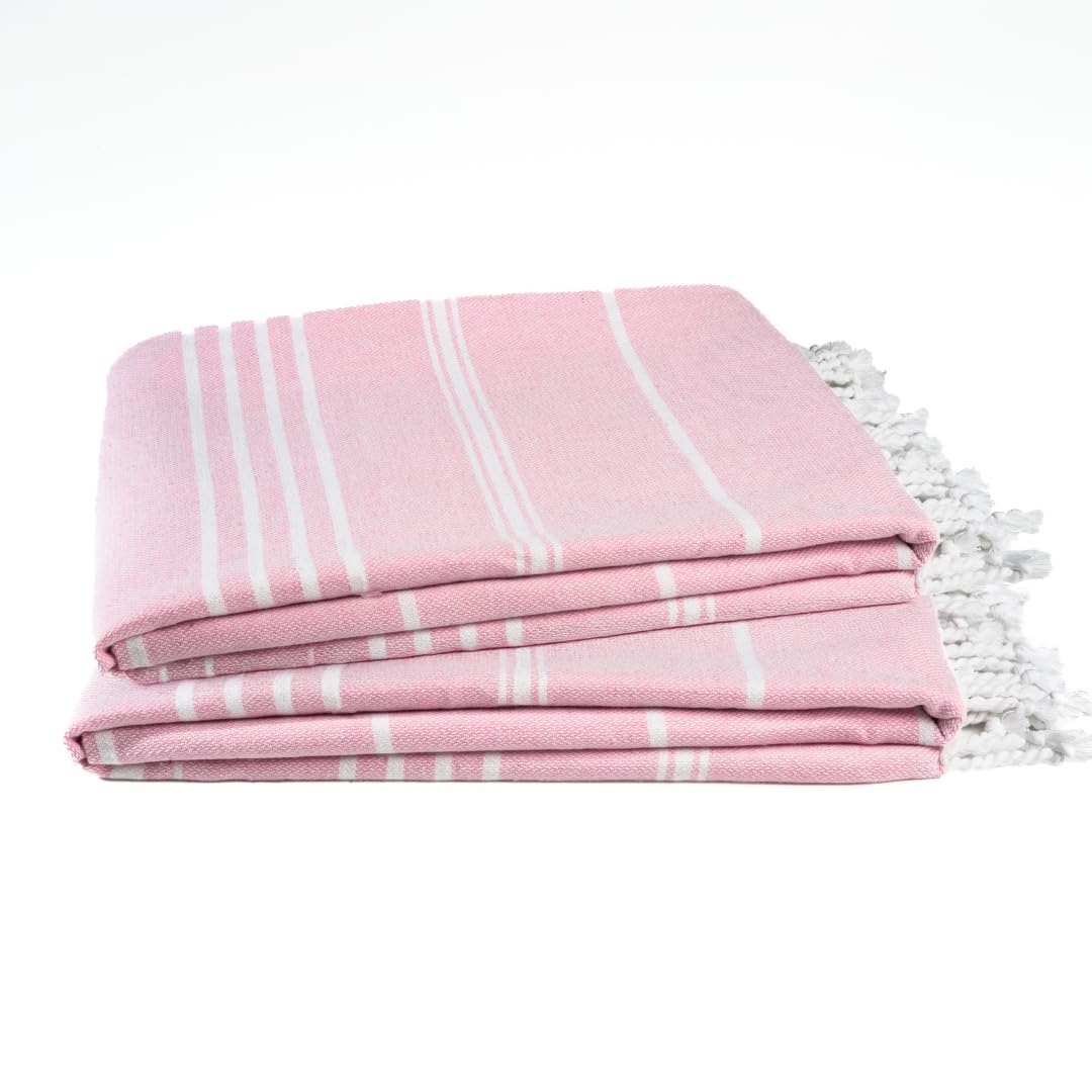 9Threads Cotton Turkish Beach Towel with Towels Oversized 36"x72" Pool Absorbent Extra Large Quick Dry Sand Travel Towel (Peony Plush, 2 Pack)