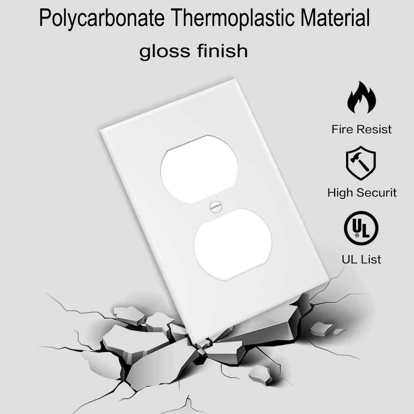 Duplex Outlet Cover Wall Plates 1-Gang Switch Outlet Electrical Cover Plate Unbreakable Thermoplastic Faceplate for Light Receptacle Outlet Switch, White (4 Pack)