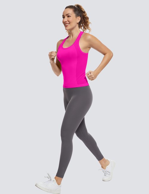 MathCat Workout Tops for Women Racerback Tank Tops Seamless Running Tank Tops Muscle Tank Sleeveless Gym Tops Yoga Athletic Shirts Hot Pink
