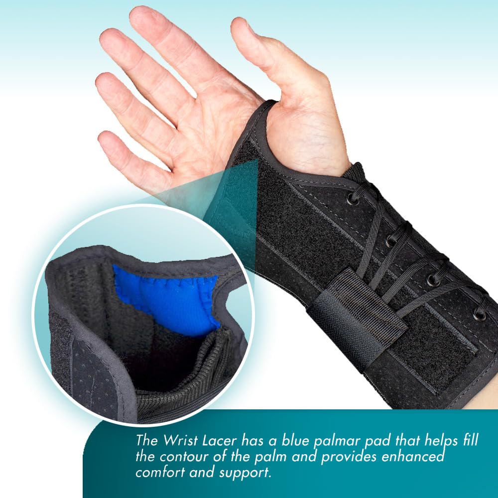 Med Spec 8" Wrist Lacer (Right Hand, Medium) - Wrist Brace with Easy Adjustable Lacing Support - Carpal Tunnel Hand and Wrist Stabilizer with Palmar & Dorsal Stays, Breathable Liner, 223934