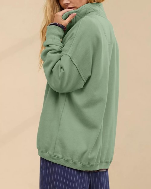 Gacaky Oversized Sweatshirt for Women - Casual Long Sleeve Button Henley Neck Pullover Top
