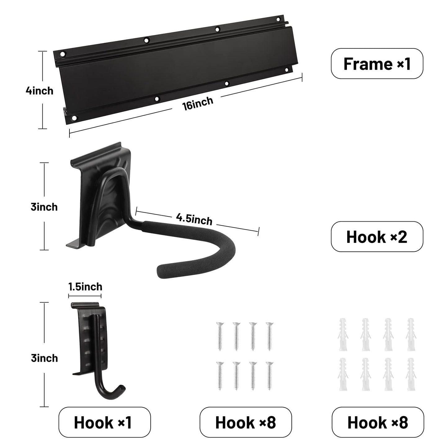 HIGHRAZON Bike Storage Rack Wall Mount Garage Hanger for 2 Bicycles & 1 Helmets, Adjustable Bike Rack Holds Up to 100Lbs