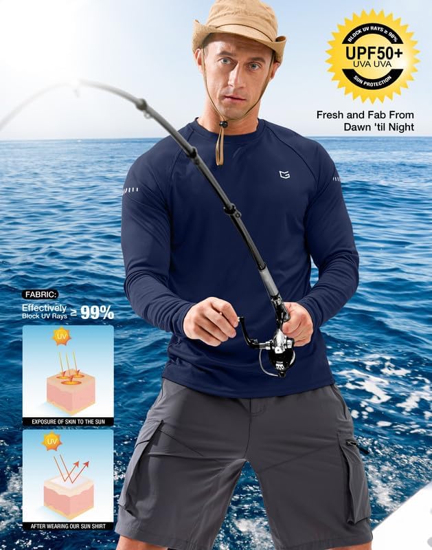 Skiennix Men's Long Sleeve Sun Protection Shirt - UPF 50+ | Lightweight & Breathable