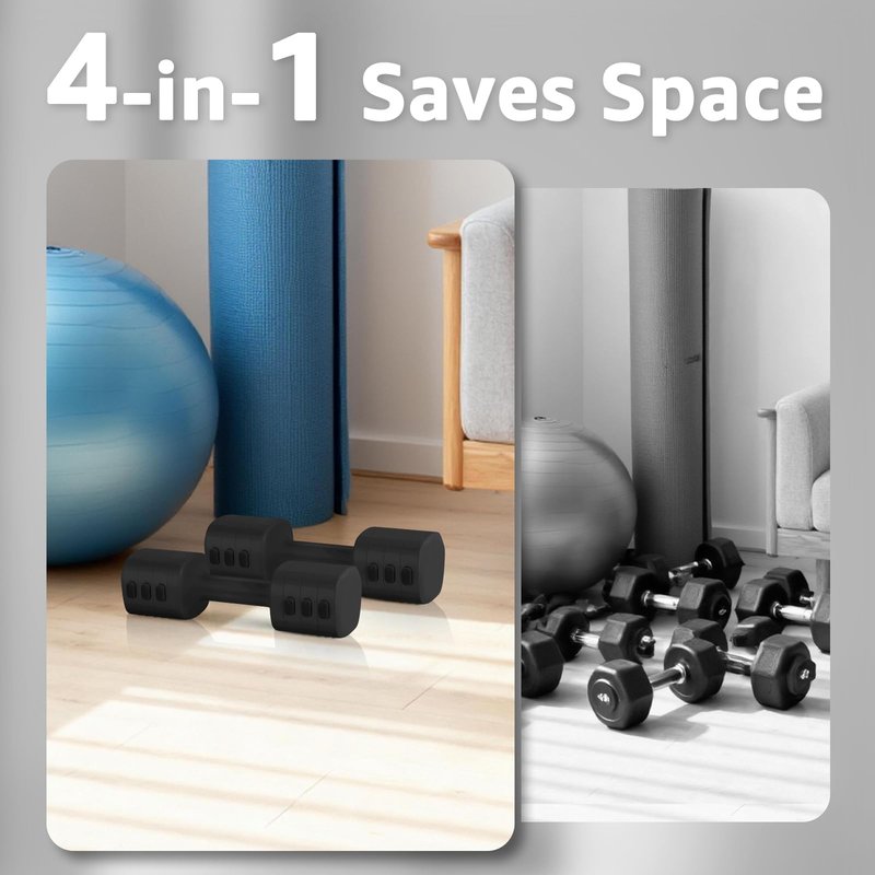 besuhot Adjustable Dumbbell Set of 2, Adjustable Weight set, Anti-slip Handle, 4 in 1 Free Weights Dumbbells Set for women at home, 2.2lb, 3.3lb, 4.4lb, 5.5lb, for Home, Office, Gym Exercise Training (Black)