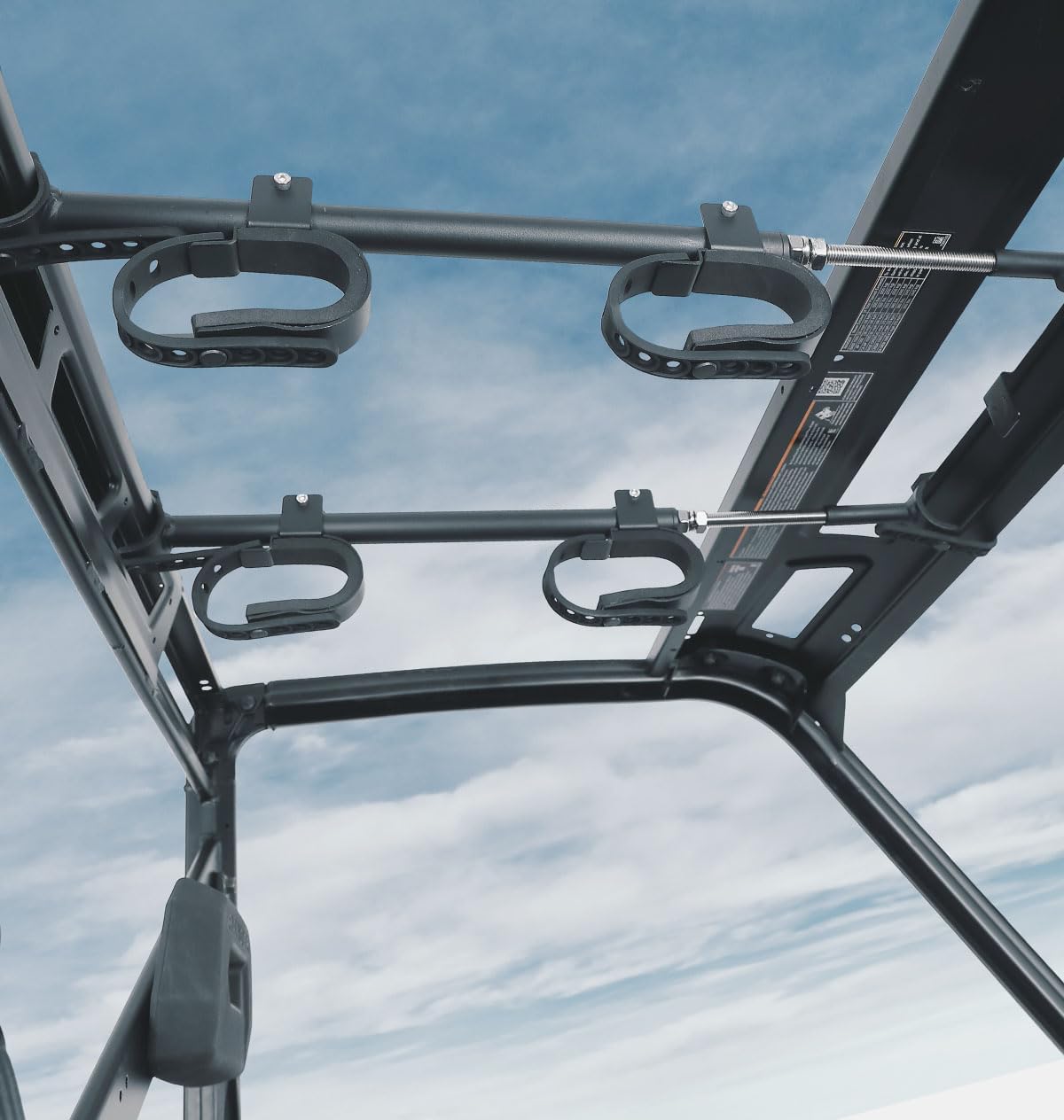 KEMIMOTO UTV Overhead Tool Holder Rack, Hunting Tool Holder Rack Roof Mounted Tool and Bow Rack for 23 in - 32 in Roll Bars Depth (Front to Back) Compatible with Polaris Ranger, Mule, Uforce