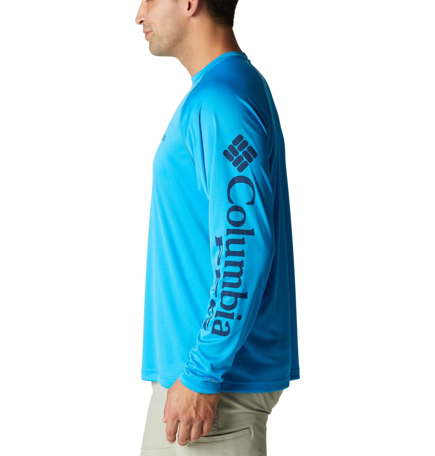 Columbia Men's Terminal Tackle Long Sleeve Shirt, Compass Blue/Carbon Logo, 3X Tall