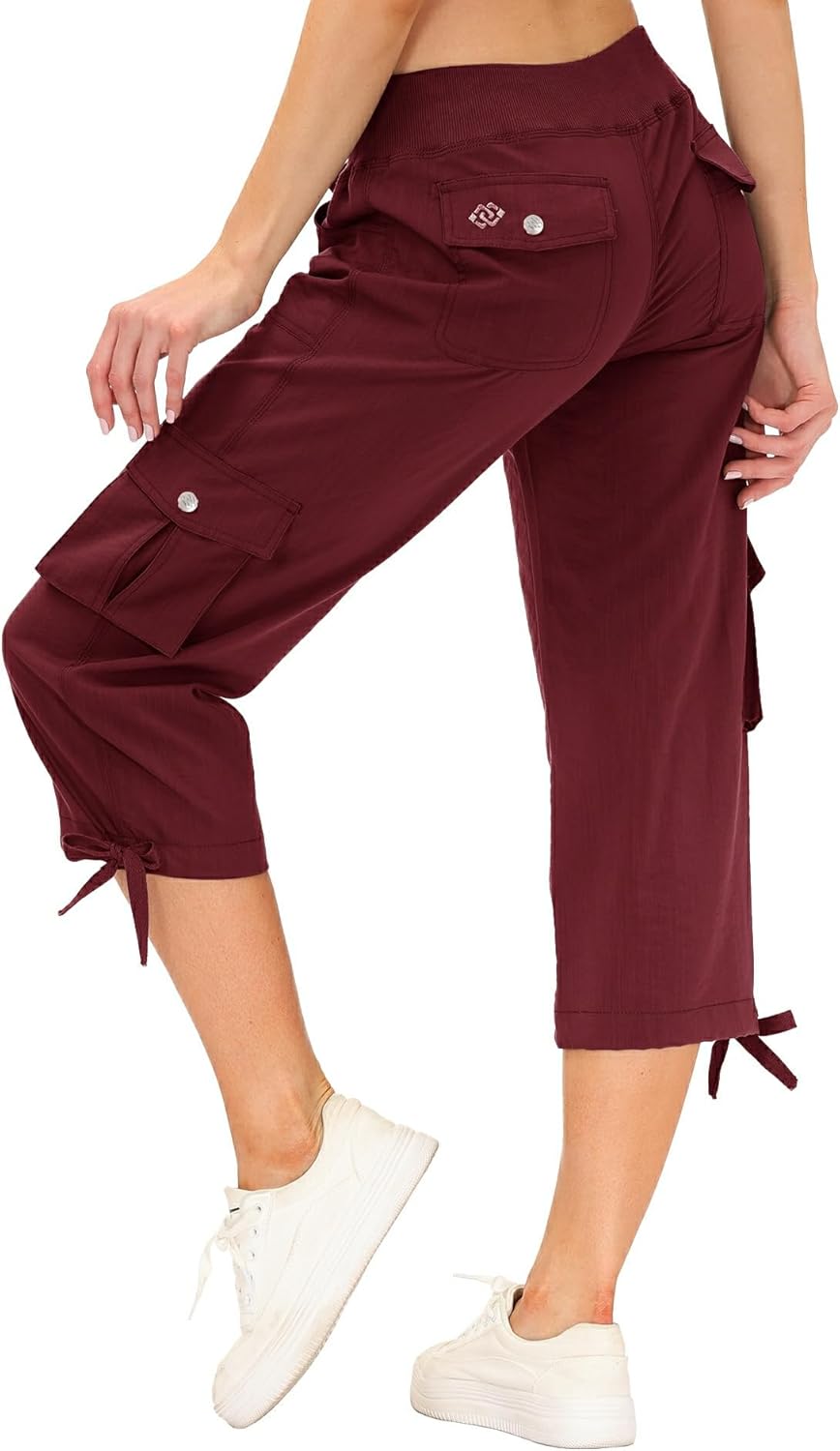 MoFiz Women's Capris - Lightweight Casual Pants with Pockets | Loose Fit Cargo for Hiking