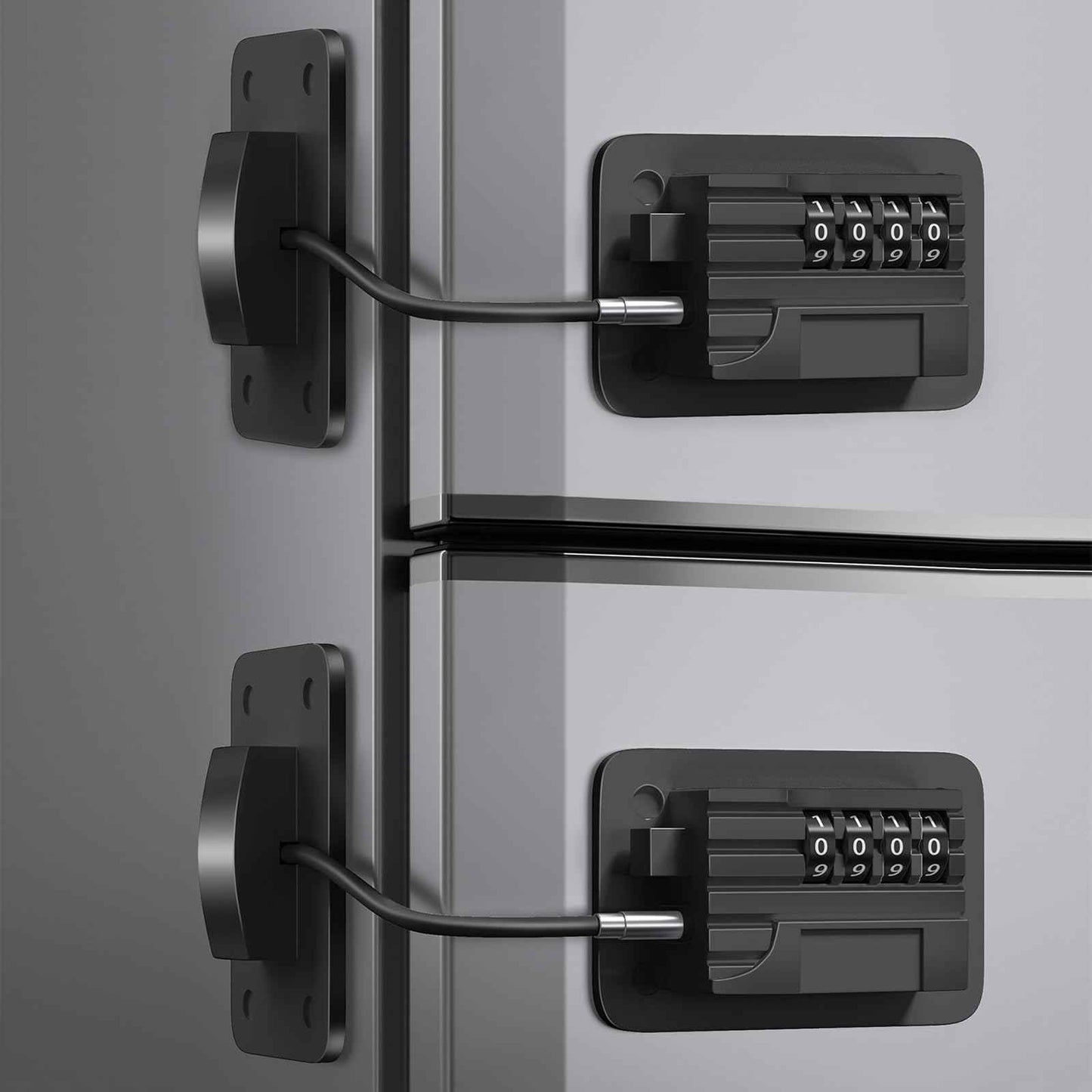 KIZZHISI Fridge Lock (2 Pack), Heavy Duty Combination Refrigerator Lock, for Fridge, Cabinets, Window and Child Locks for Cabinets and Drawers, Strong Non-Marking Adhesive No Drilling (Black)