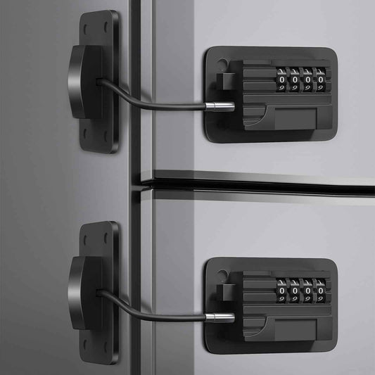 KIZZHISI Fridge Lock (2 Pack), Heavy Duty Combination Refrigerator Lock, for Fridge, Cabinets, Window and Child Locks for Cabinets and Drawers, Strong Non-Marking Adhesive No Drilling (Black)