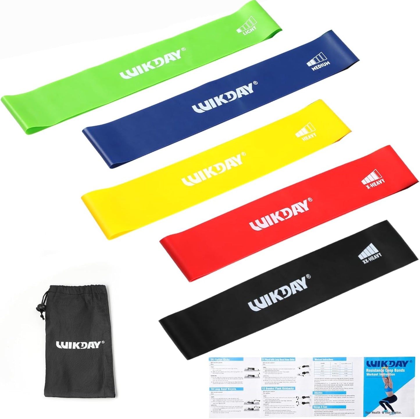 WIKDAY Resistance Bands - Versatile Workout Loop Bands Set for Men & Women | 5-Piece for Home & Gym