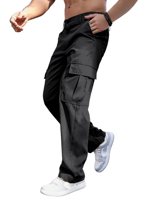 Comdecevis Mens Casual Gym Sweatpants Golf Cargo Jogger with Pockets Stretch Workout Jogging Pants Black XL