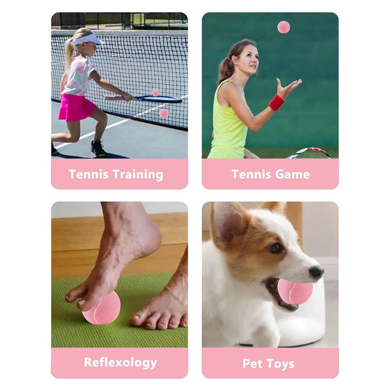 URBEST Tennis Balls, 12 Packs Training Tennis Balls Practice Balls for Novice Player, Pet Dog Playing Balls with Mesh Carry Bag (Light Pink)