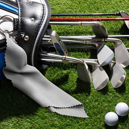 Microfiber Golf Bag Towels - 6 Pack, 16" x 16", Gray/Blue/Red