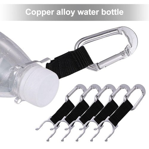 Hemoton Water Bottle Holder Clip Lightweight Aluminum D-Shaped Buckle Portable Carrier for Camping Hiking Outdoor Sports 5-Pack