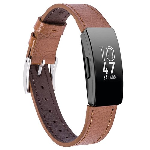 Nigaee Genuine Leather Bands Compatible with Fitbit Inspire 3/Inspire 2/Inspire HR/Inspire,Soft Sport Straps Adjustable Replacement Wristbands for Women Men（02）