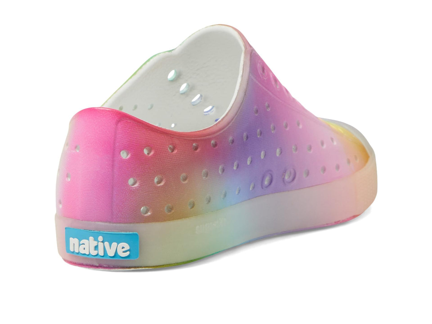 Native Shoes Unisex-Kids Jefferson Print Sneakers, Shell White/Translucent/Rainbow Blur, 11 Little Kid