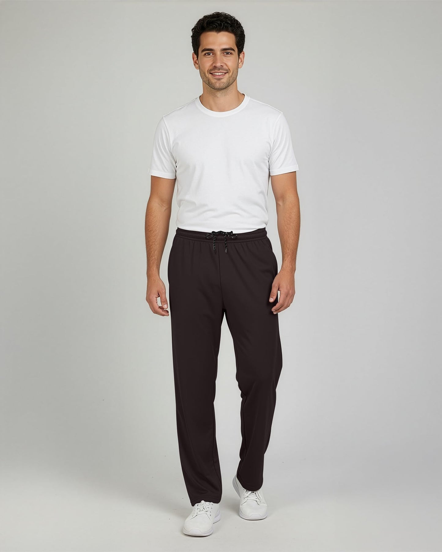 Real Essentials 3 Pack: Men's Mesh Open Bottom Sweatpants Gym Active Athletic Workout Casual Pants with Pockets - Set 8, L