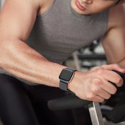 DaQin Elastic Sport Nylon Band Compatible with Fitbit Versa 2 Watch Bands Women Men, 5 Pack Adjustable Stretchy Solo Loop Wristband for Versa/Versa Lite/SE/Fitbit Versa 2 Bands Women of Smartwatch