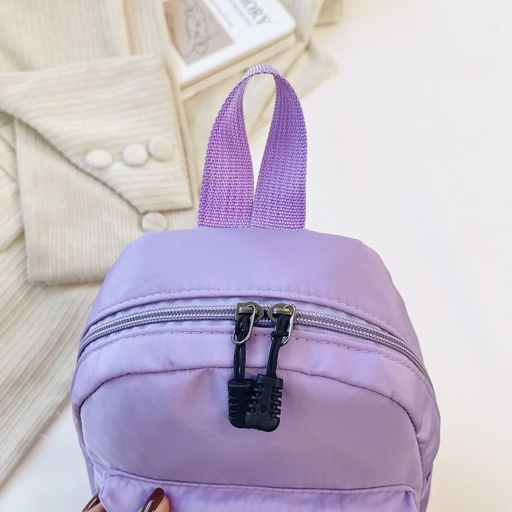 LAKEDREAM Casual Nylon Women Mini Backpack Fashion Solid Color Preppy Style Female Small Travel Knapsack Rucksacks (Style A White)