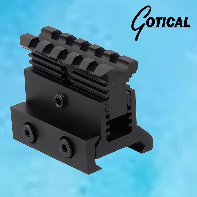 Gotical Picatinny Riser Mount Adjustable Height Lockdown Series with Quick Release - L | 5 Slots, Raise 0.9-1.2 inches, Scalloped Picatinny Slots for Scopes | PO1 | Quick Release, 1.57" L|5