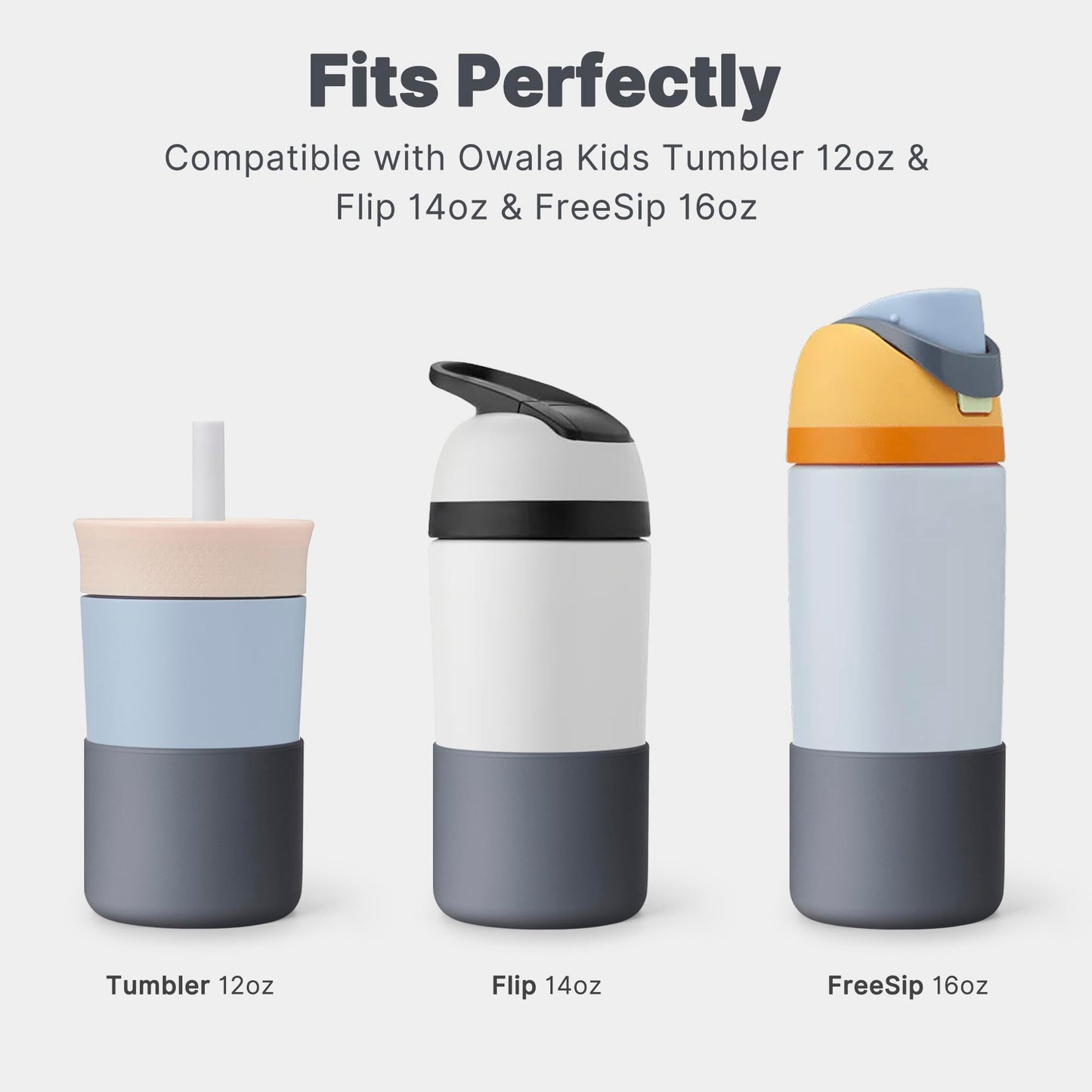 Diumepo Silicone Boot for Owala 14/16 oz Water Bottle, Anti-Slip Protective Sleeve for Owala 12 oz Tumbler, Boot Bottom Base fit Flip 14 oz Insulated Stainless-Steel Water Bottle (Grey)