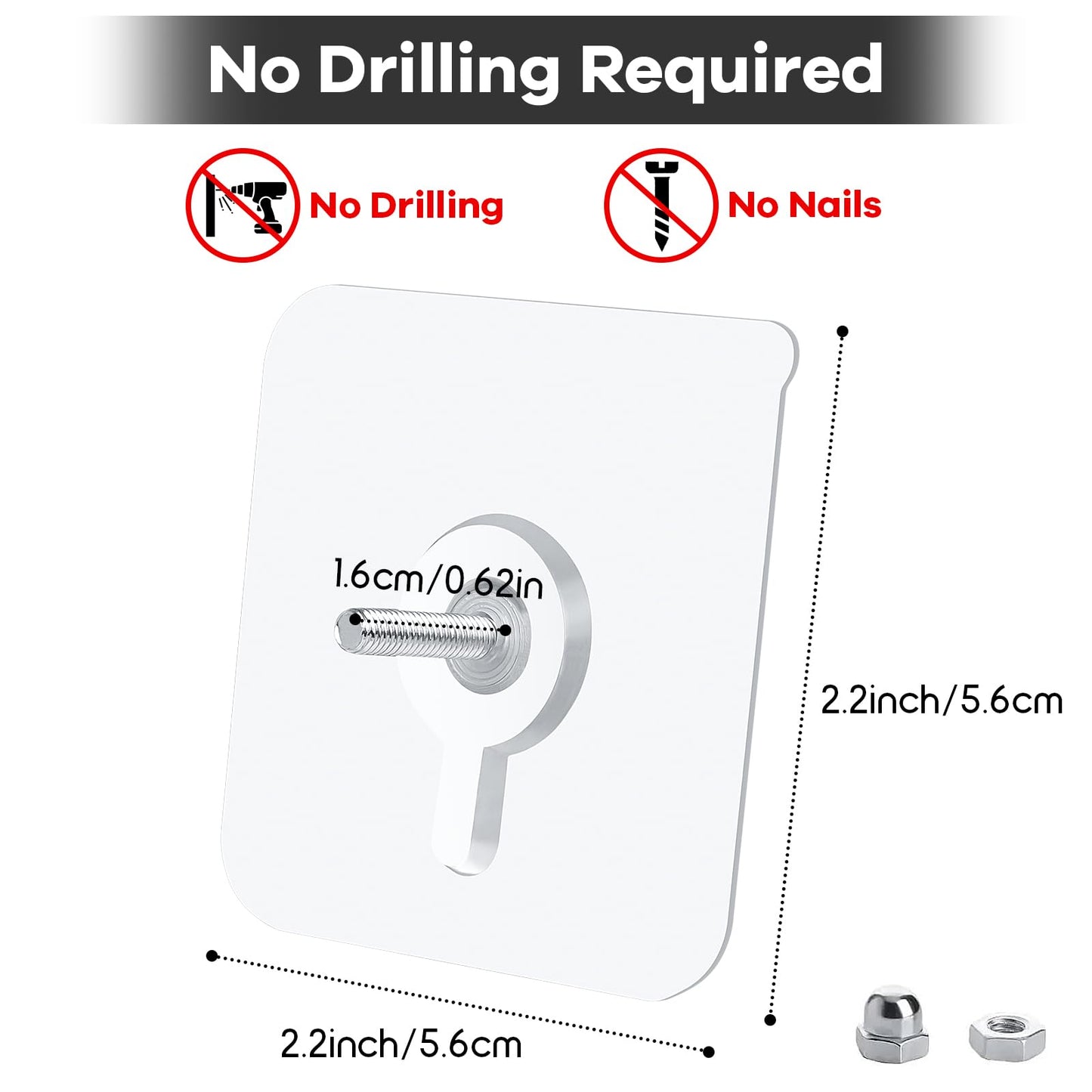 BelroseHom 25 Pack Picture Hangers Without Nails,22lbs Load Heavy Duty Adhesive Wall Hooks for Hanging(16mm),2 in 1 Reusable Waterproof and Oilproof Hooks for Kitchen, Bathroom, Home, Office