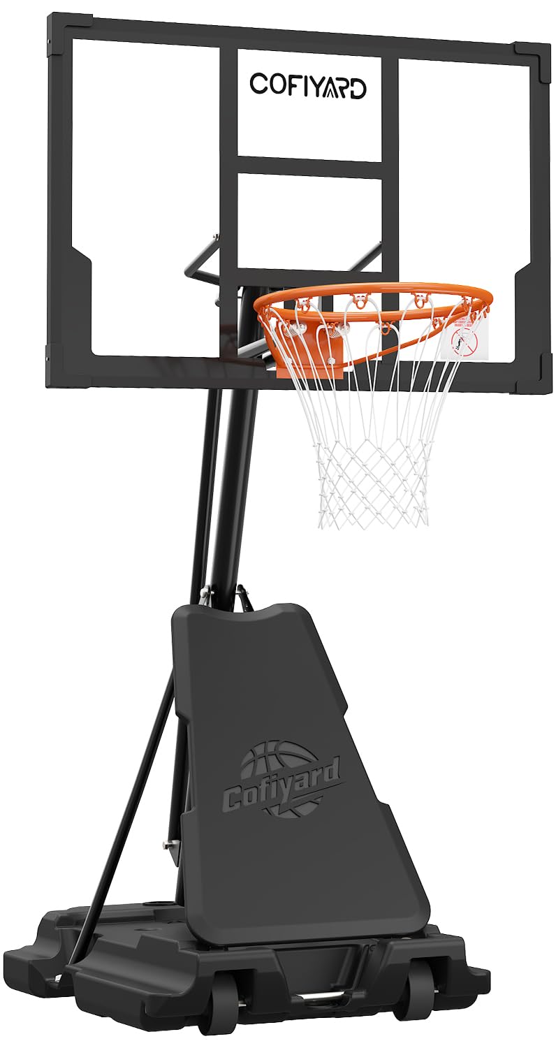 Cofiyard Basketball Hoop Outdoor with 44/48/54 Inch Shatterproof Backboard,10FT Height Portable Basketball Hoop with Sandbag, Adjustable Basketball Goal with Wheels