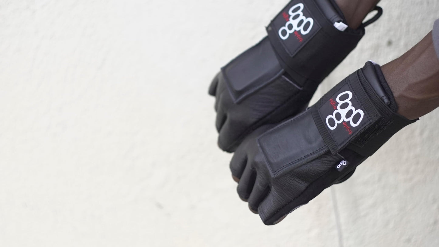 Triple Eight Hired Hands Skateboarding Wrist Guard Gloves, X-Large , Black