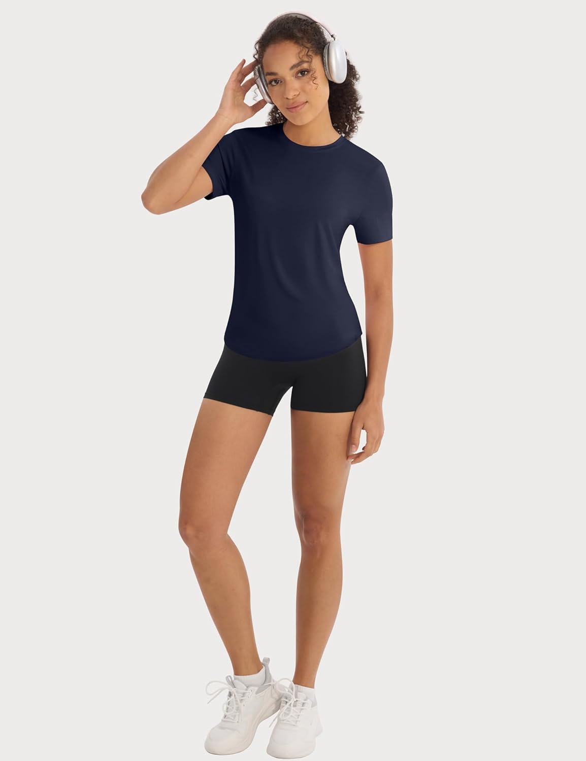 Skiennix Workout Tops for Women - Crew Neck Dry Fit Short Sleeve Athletic Tees | 5 Pack for Gym & Yoga