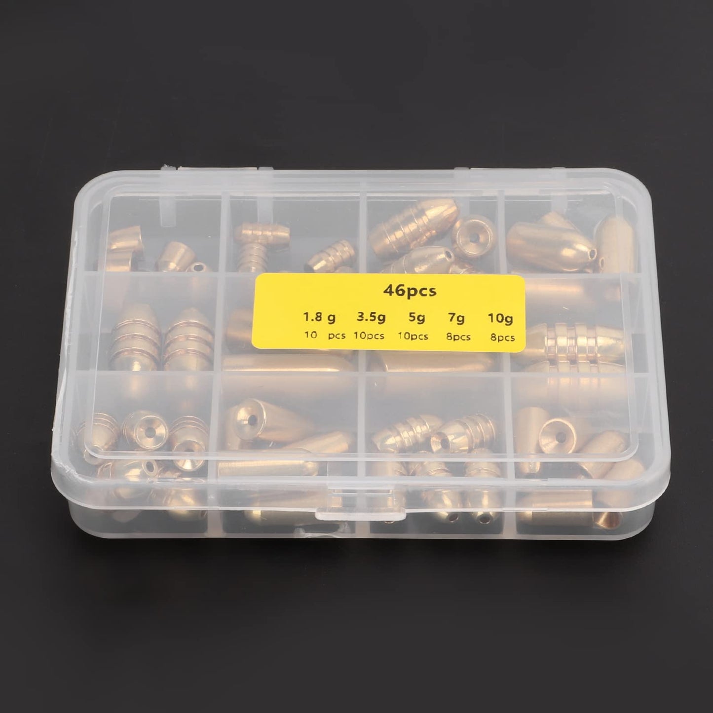 OUKENS Brass Sinkers Weight Kit, 46pcs Fishing Sinker Weights, Tackle Sinkers with Box for Freshwater Saltwater Bass Fishing