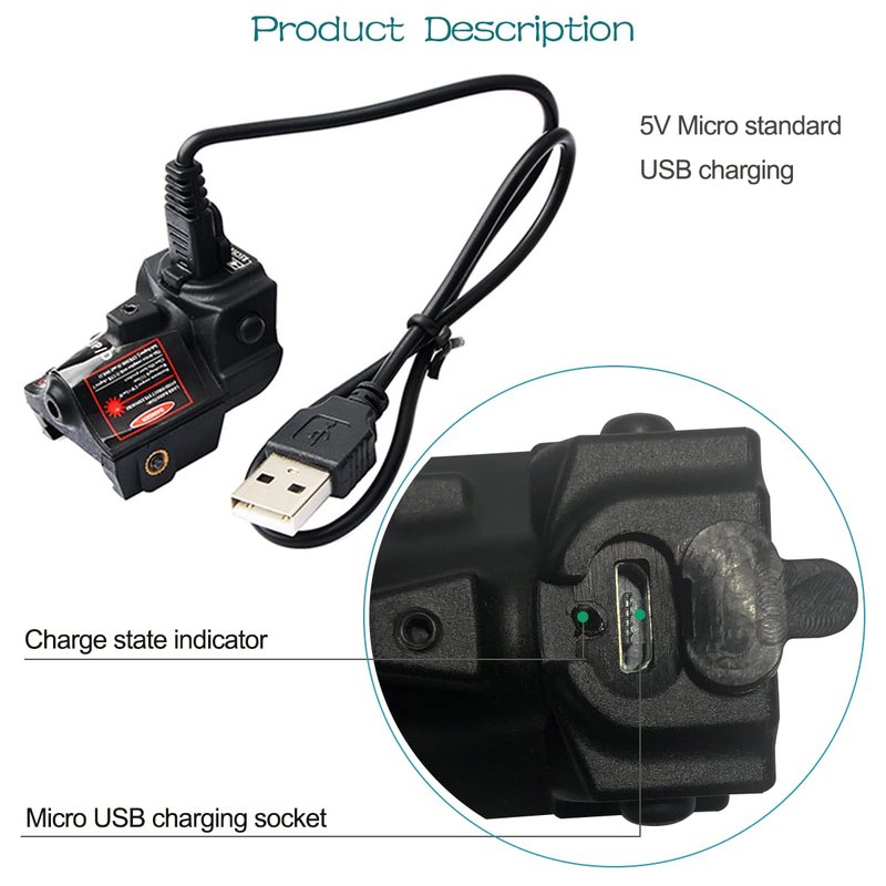 MOSANDON Blue Laser Sight,USB Rechargable Low Profile Beam Laser Blue Light Sight Airsoft Scope for Rifles Pistols Handguns fits Standard 20mm Picatinny Rail Mount