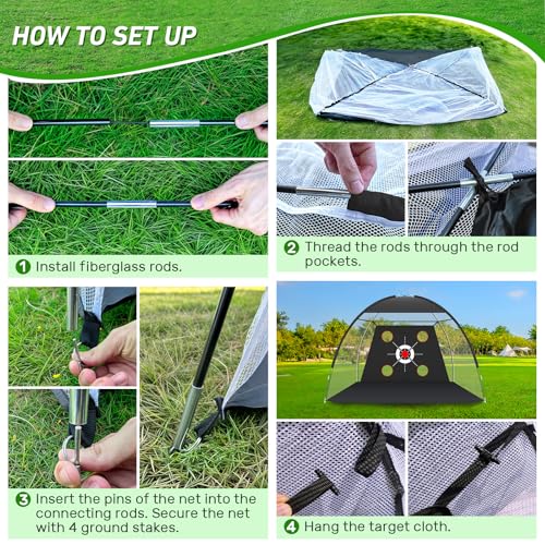 10x7FT Golf Net with Practice Mat - Indoor/Outdoor Training Aid