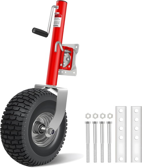 Beach Boat Trailer Jack - 2500 lbs Capacity with 13.3" Wheels | Heavy-Duty Swivel Tongue Jack (Red)