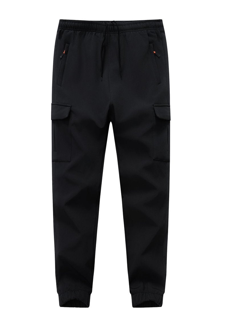 WaltZon Boys Girls Snow Pants Waterproof Fleece Lined Ski Pants Kids Insulated Winter Hiking Pants Outdoor Softshell with Zipper Pockets(3801SnowBlack14)