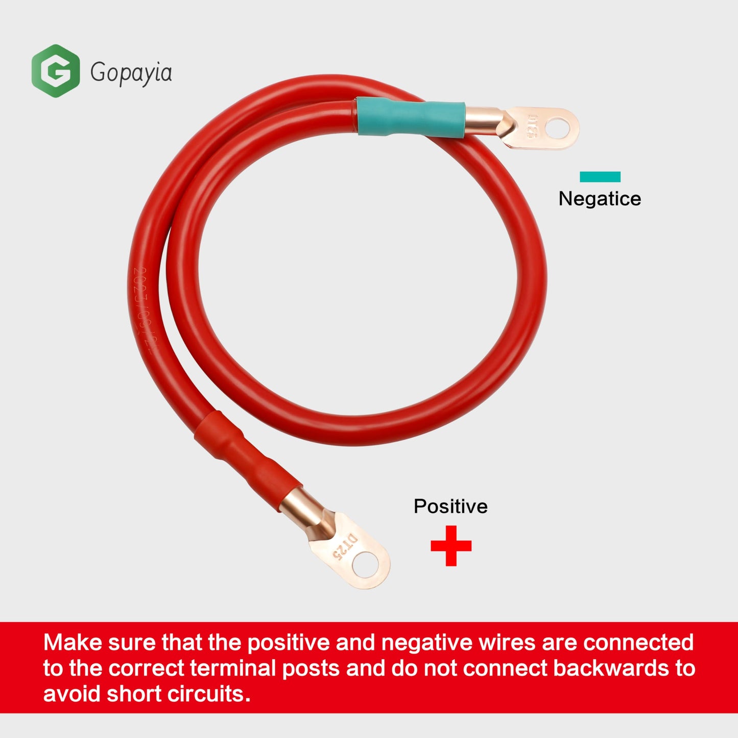 Gopayia Golf Cart Battery Cables 4 AWG 12in for EZGO TXT 1994-UP 36V/48V 4 Gauge Pure Copper Wire