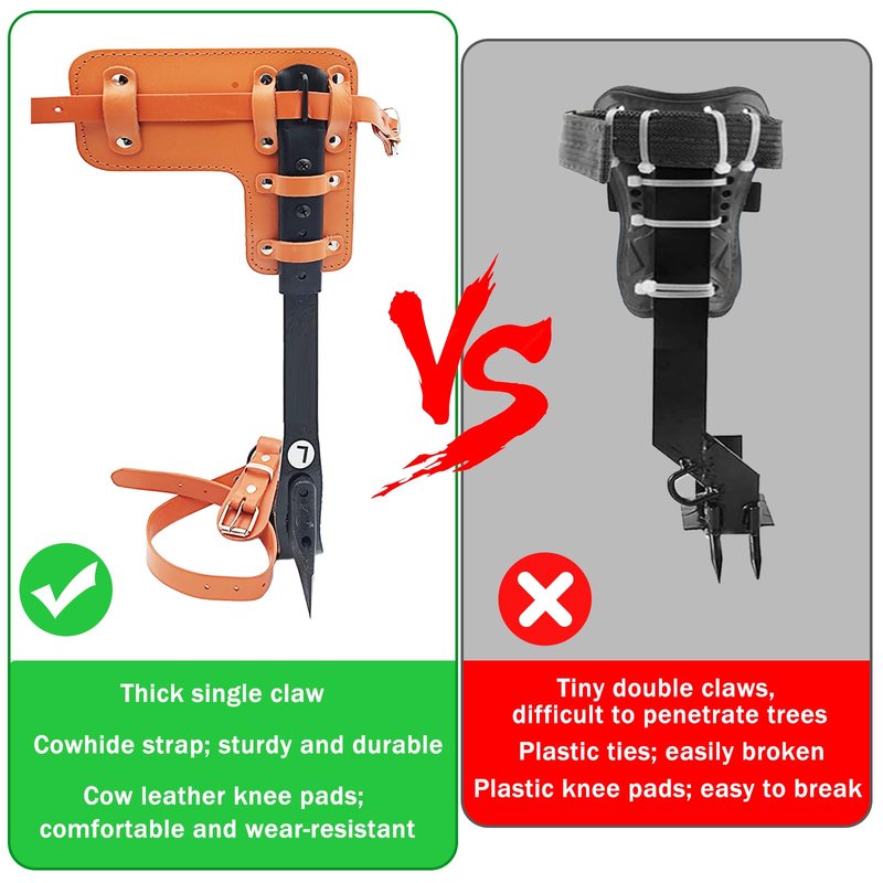 timiland Tree Climbing Gear Set,Tree Climbing Spikes,Upgraded Tree Climbing Gear with Adjustable Length Design,Tree Climbing Tool Set for Logging,Tree surgen, Hunting (Brown)